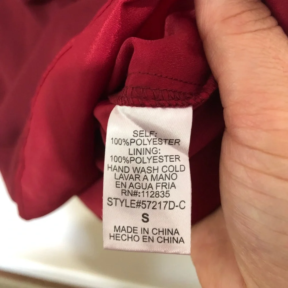 🔴Beautiful Burgundy Square Neck Long sleeve Mini Dress embroider shoulder sizeS - Picture 14 of 14